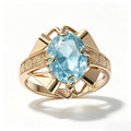 Aquamarine Architectural Gold Statement Ring