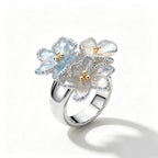 Pave Blue Crystal Floral Cluster Ring