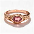 Marquise Pink Tourmaline Scroll Rose Gold Ring