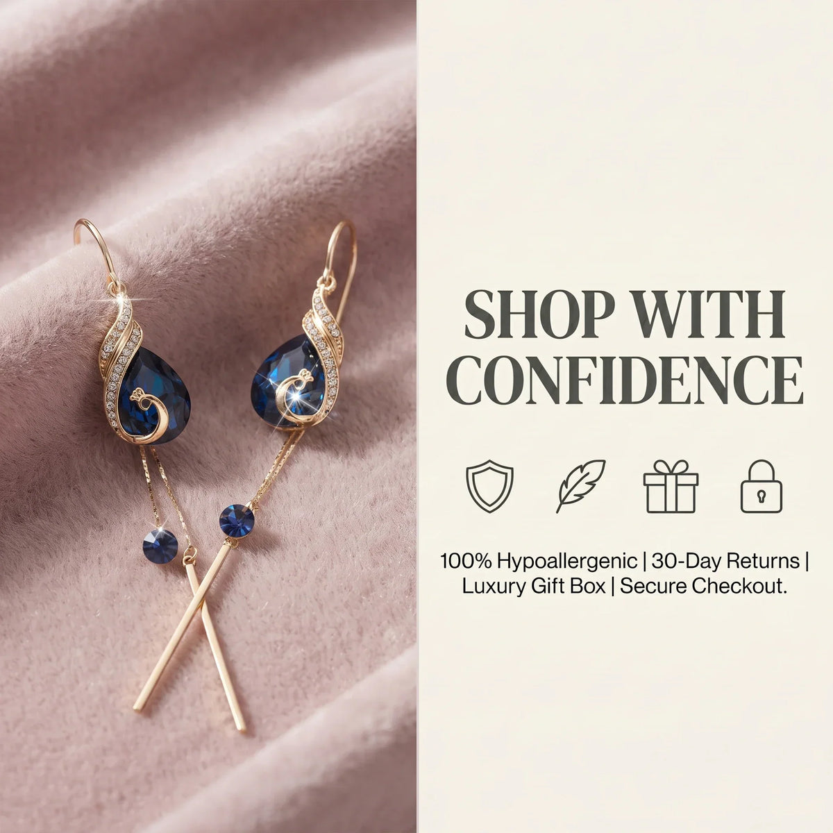 The Royal Peacock: Sapphire-Hued Teardrop Drop Earrings