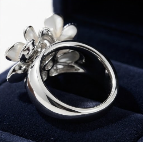 Pave Blue Crystal Floral Cluster Ring