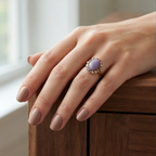 Lavender Jade and Amethyst Cluster Gold Ring