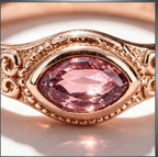 Marquise Pink Tourmaline Scroll Rose Gold Ring
