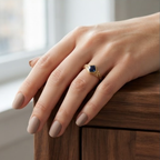 Marquise Blue Sapphire Scroll Gold Ring