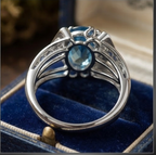 Aquamarine Architectural Silver Statement Ring