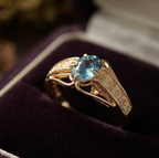 Aquamarine Architectural Gold Statement Ring