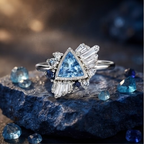 Trilliant Aquamarine Asymmetric Cluster Silver Ring