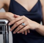 Trilliant Aquamarine Asymmetric Cluster Silver Ring